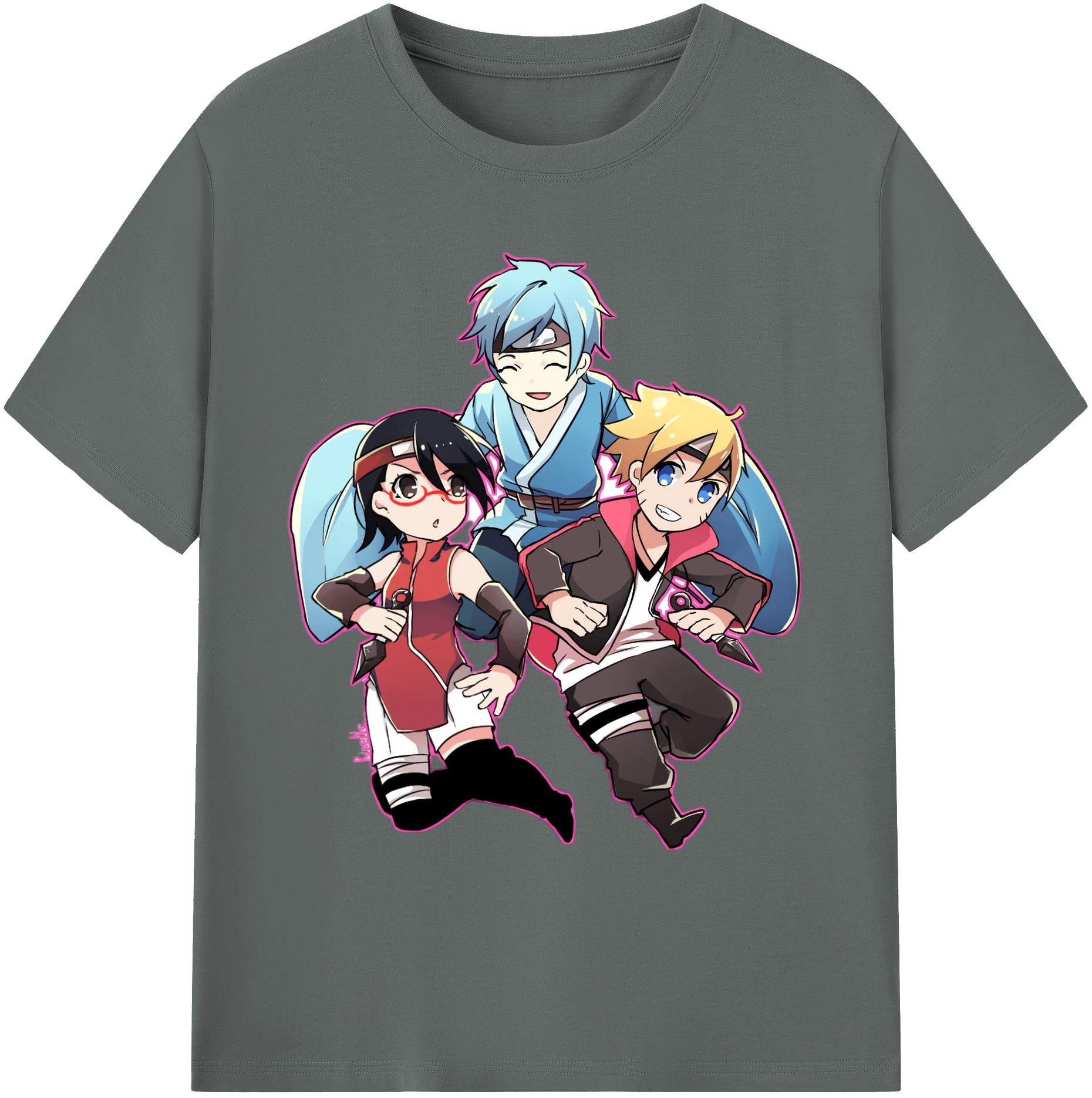 （画像用） NARUTO -ナルト- うちは サラダ Uchiha Sarada 綿100％ メンズ半袖Tシャツ｜肌触りやわらか＆通気性